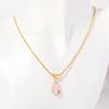Twelve Birthday Stone Simple and Elegant Water Drop Necklace with Blue Green Ocean Pendant, Collar Chain, Titanium Steel