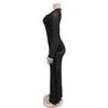 European & American Rhinestone Long Sleeve One-Shoulder Women's Dress