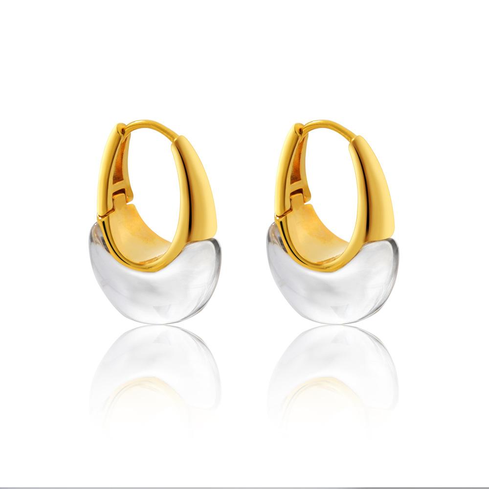 

Resin Hoop Earrings, Korean Style Huggie, Minimalist Abstract Jewelry, Simple Earrings for Women