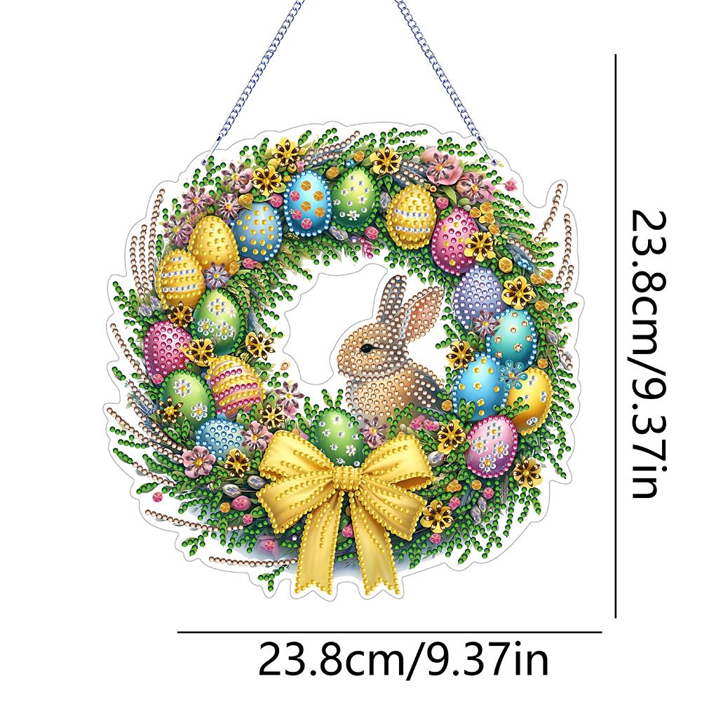 2025Acrylic Special Shape Easter Egg Wreath 5D DIY Diamond Painting Dots Pendant Rhinestone Diamond Art Pendants for Wall Window