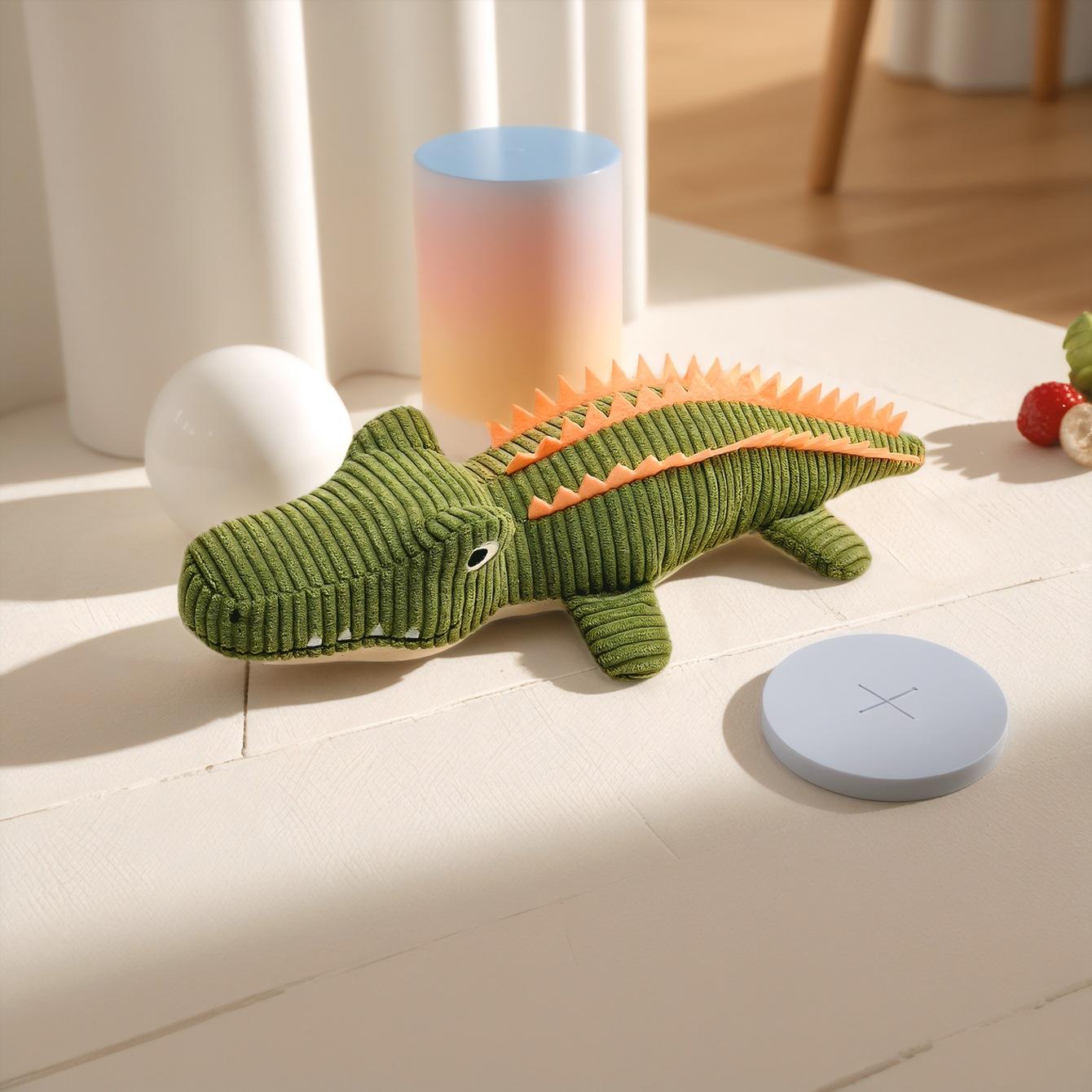 Игрушка-жевалка для собак, мультяшный крокодил, плюшевая пищалка - прочная игрушка для чистки зубов для щенков и взрослых собак,