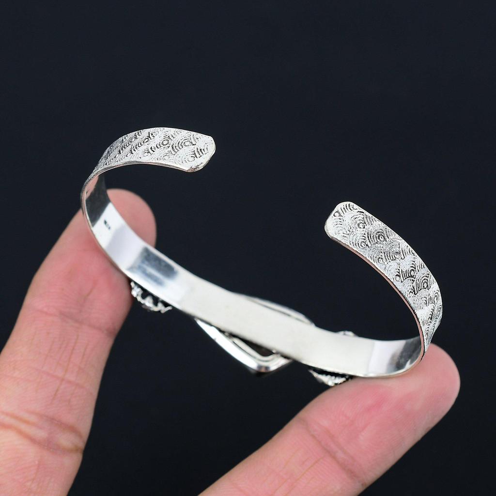 Natürlicher Crazy Lace Achat Edelstein Armreif Verstellbar 925 Sterlingsilber Schmuck