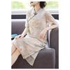 Luxury Silk Cheongsam Dress Chinese Style Modified for Women Short Sleeves Elegant Mother Dress Over Knee Length