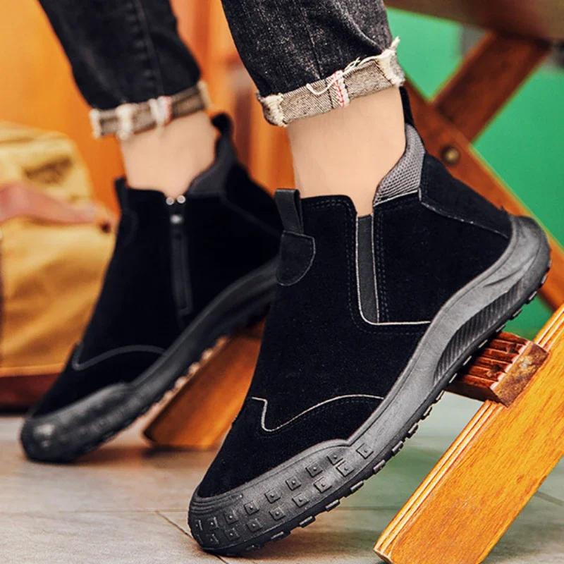 Men's Casual Shoes High Tops Fashion Slip on Men Ankle Boots Light Soft Comfortable Mens Personality Shoes Zapatillas Hombre