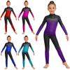 Kinderen Meisjes Asymmetrische Strass Balletsport Leotard Doorzichtig Mesh Gymnastiek Jumpsuit Volledig Lichaamskostuum Kunstschaatsen Danskleding