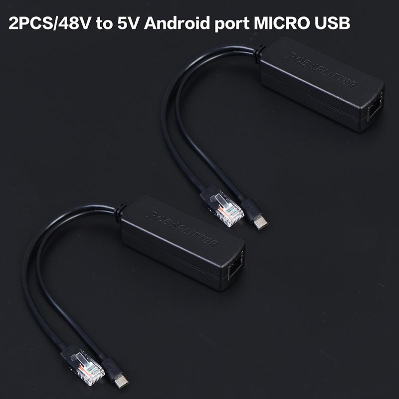 DC48V To 5V Micro USB POE Splitter POE Connectors Adapter Cable Splitter IP Camera Power Supply Module Ethernet 100M