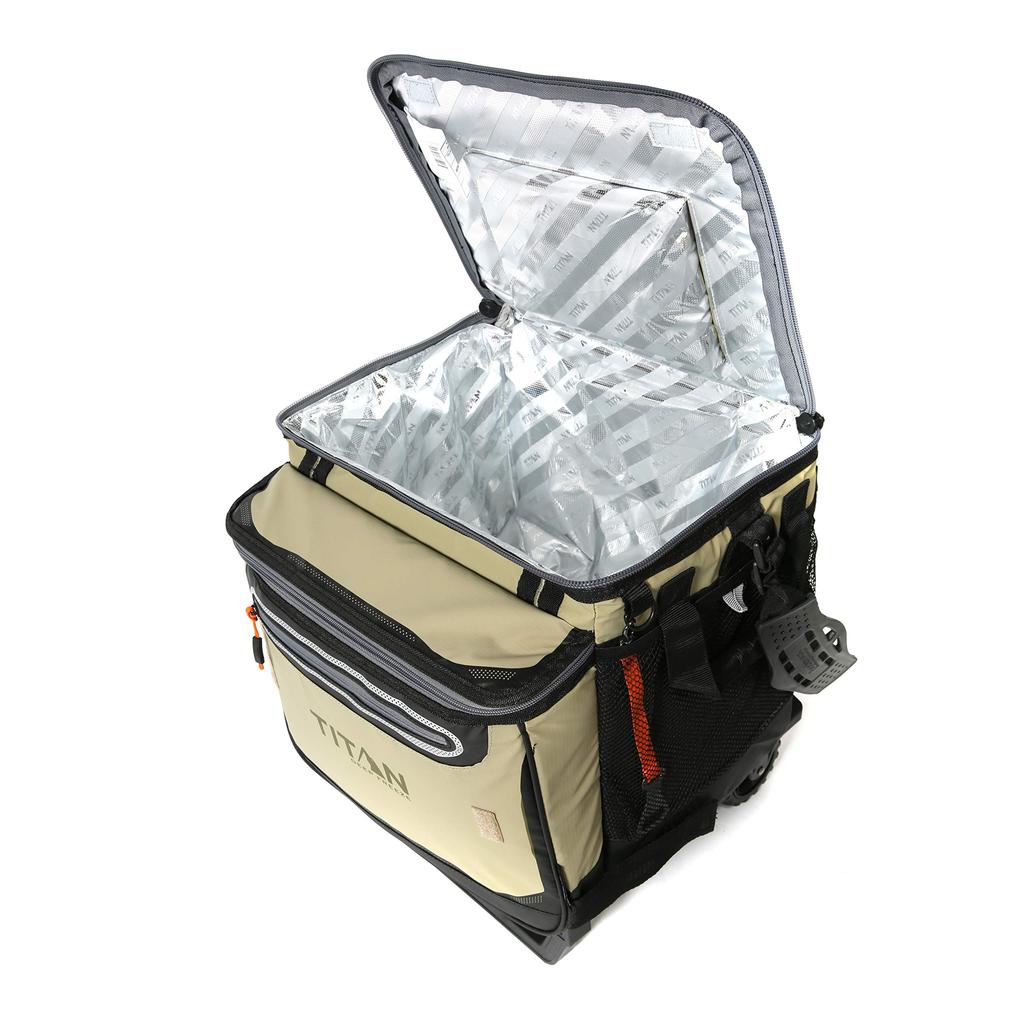 Titan Deep Freeze 40L Soft Cooler Box Can with Rolling (50+10 Capacity, Wheels, Cooler)