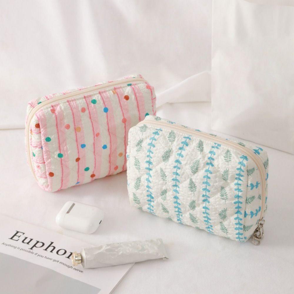 Cute Polyester Cotton Makeup Bag Large Capacity Portable Toiletry Bag Multipurpose Cosmetic Bag Girls