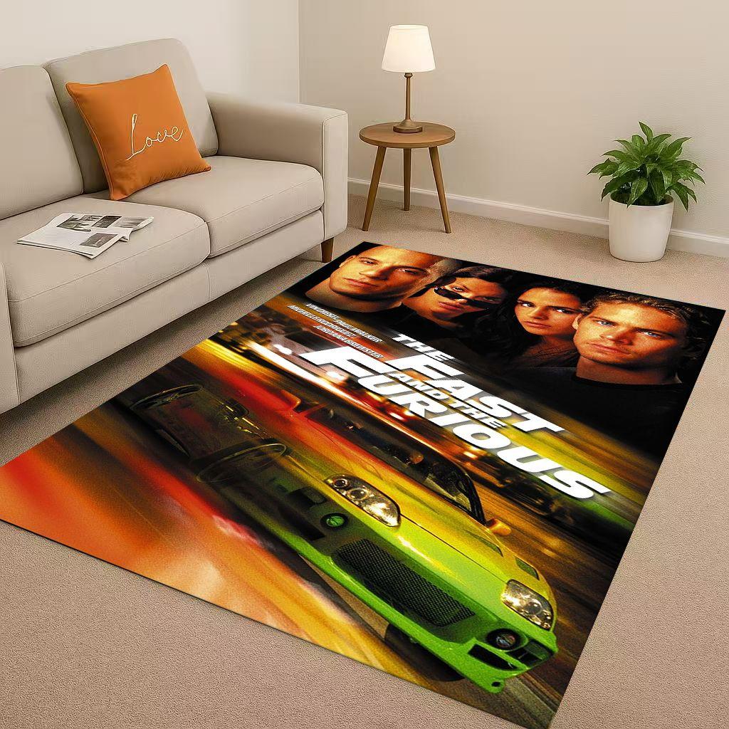 HD Fast F-Furious Vin Diesel Racing Car Living Room Non-Slip Area Rug Carpet for Bedroom Playroom Sofa,Easy Clean Home Doormat