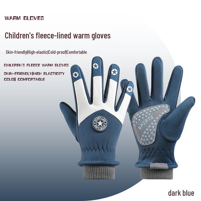 

Детские ветрозащитные водонепроницаемые велосипедные перчатки - Нескользящие, защита от холода, для мальчиков и девочек, средние и большие M (4-7 Years) темно-синий