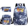 Large Capacity Schoolbag with Shoulder Strap; Student Three-piece Pencil Case Set