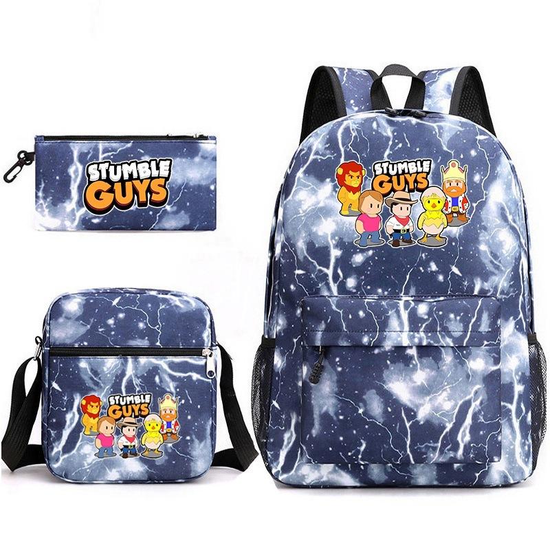Large Capacity Schoolbag with Shoulder Strap; Student Three-piece Pencil Case Set