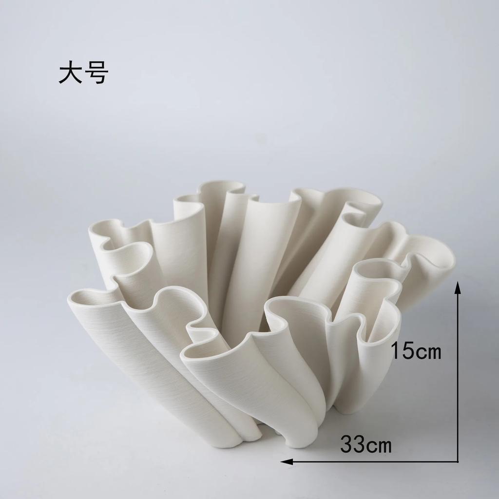 Ceramic 3D printing vase Nordic home design luxury vase white dining table decoration living room decoration gift