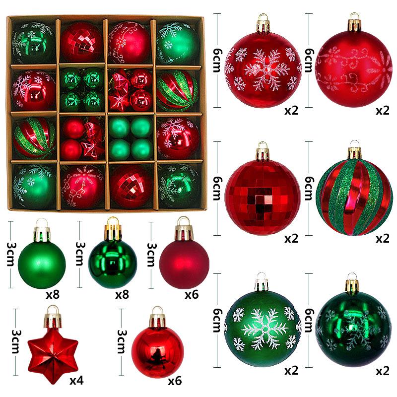 Christmas Decorative Ball Set: 44 Painted Electroplated Balls, 3-6cm, In Special-Shaped Paper Box