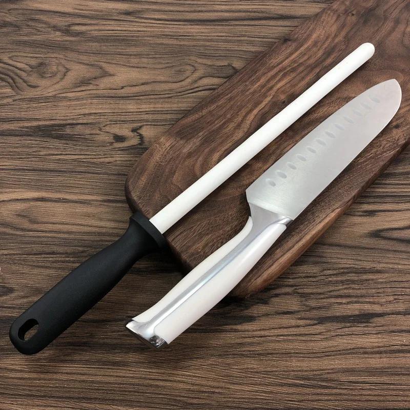 Musats 10 Inch Ceramic Sharpening Rod Knife Sharpener with ABS Handle Honing Knife Sharpener for Knives Sharpening Steel