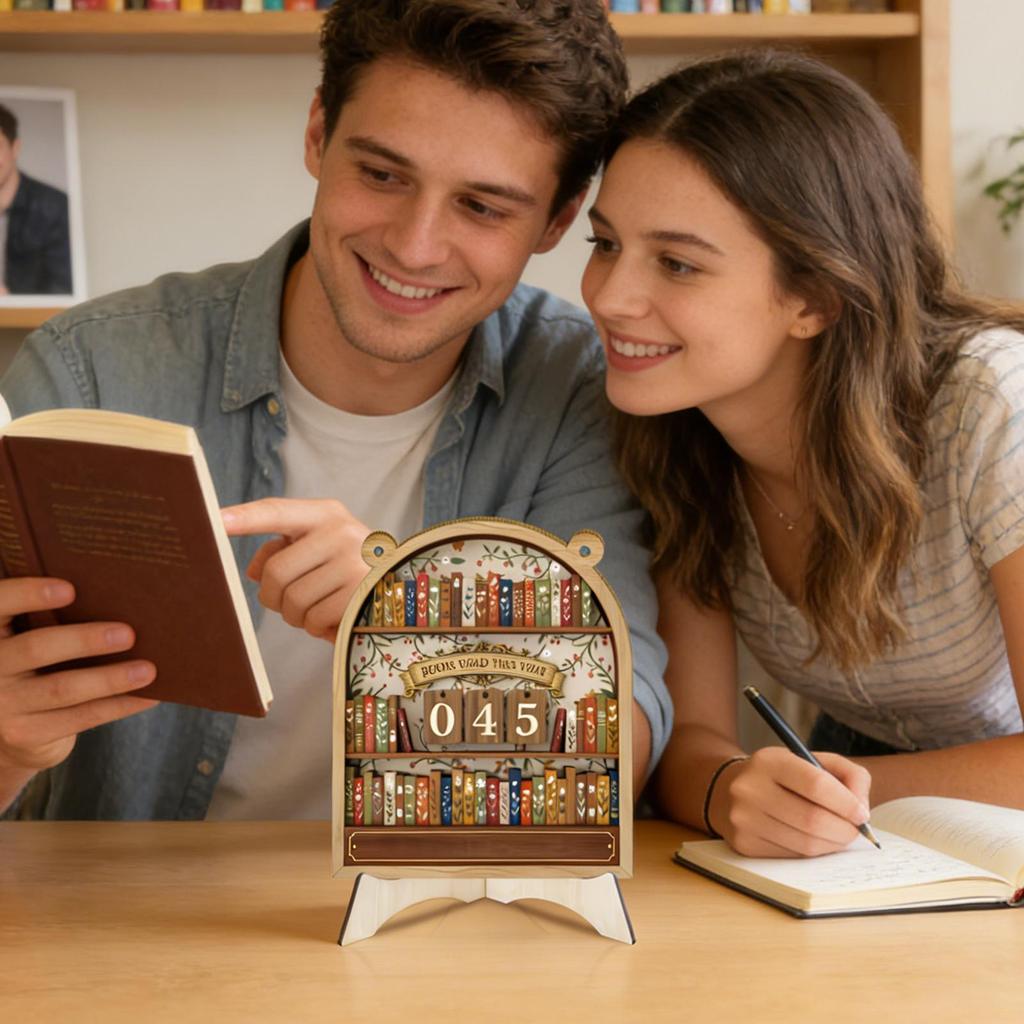 Wooden Book Tracker Sign Bookshelf Decoration Books Read Tracker for Library Nook Study Corner Home Workplace Living Room