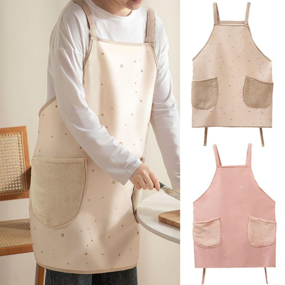 New Oil-proof Cooking Aprons Waterproof with Pockets Painting Apron Hands Wipe Breathable Coffee Overalls for Women