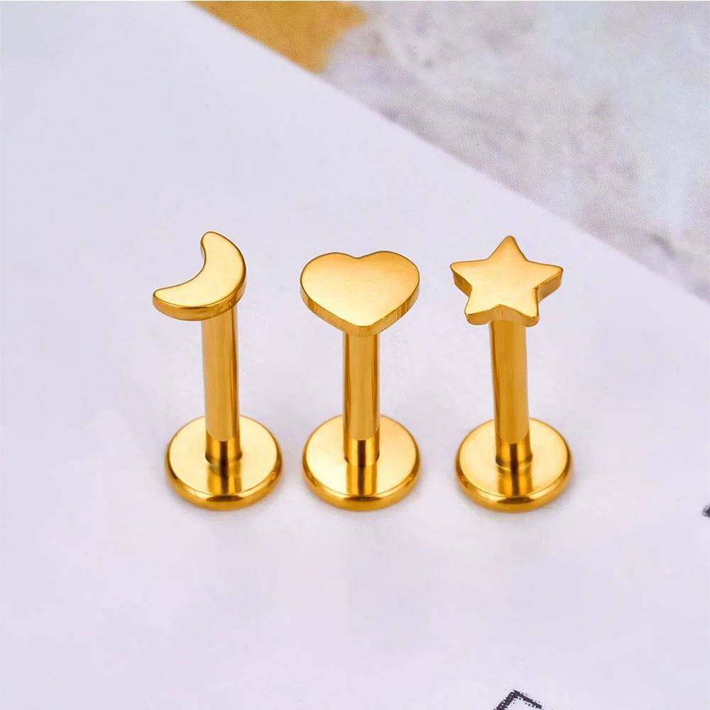 5Pcs/lot Lover Gift ASTM F136 Titanium 16G Cartilage Tragus Earrings Ear Lip Helix Studs Tongue Nail Body Piercing Jewelry