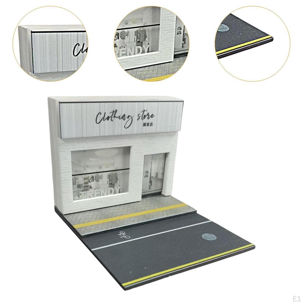 1/64 Diorama Display Parking Lot with Light Car Model Storage Ornament Miniature