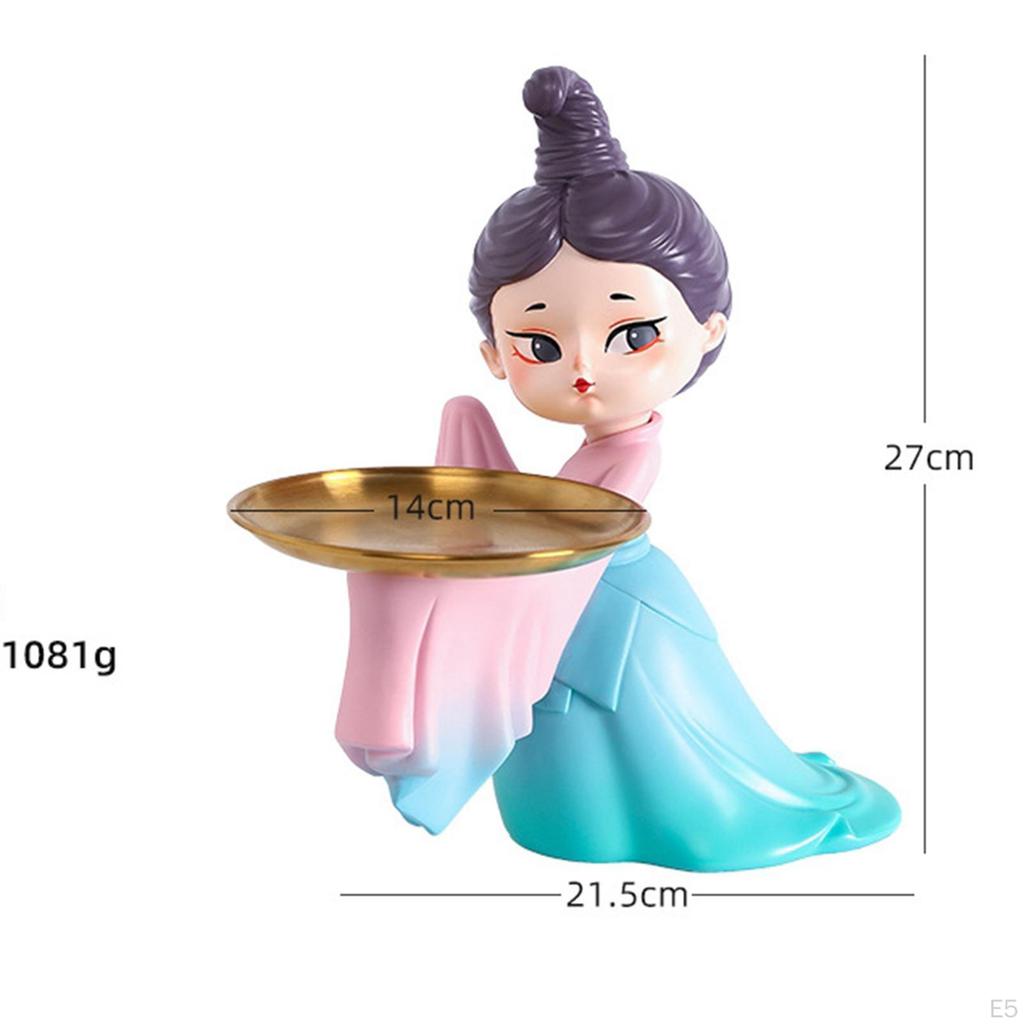 Chinese Style Serving Tray Figurine Sculptures Jewelry Trinket Statues for Home Table Decor Cookie