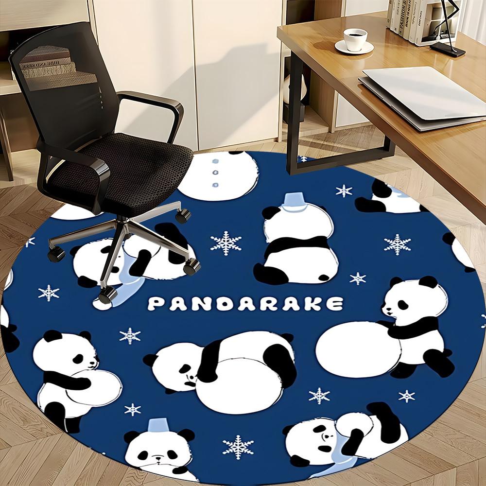 1pc Panda Snowflake Office Round Area Rug, Indoor Mat Suitable For Office, Under Office Chairs Bedroom Living Room Home Decor, Room Deco