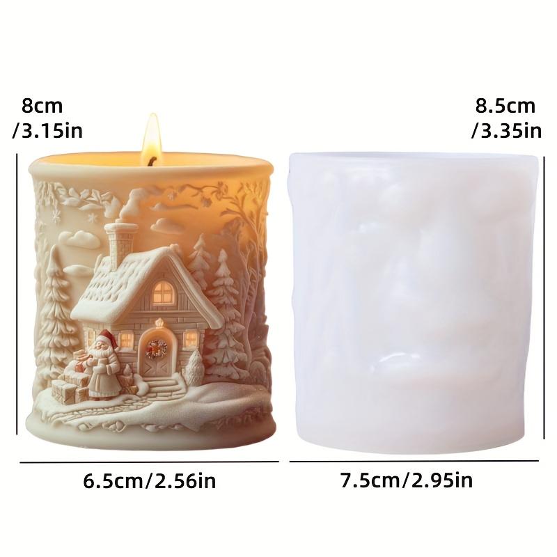 2025 Santa Claus Christmas House Cylinder Candle Silicone Mold Santa Claus Gift Castle Relief Resin Gypsum Molds Christmas Gift