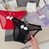 Bowknot Underwear for Women Low Waist Lace Underpants Breathable Mesh Bow Lace Panties Ladies
