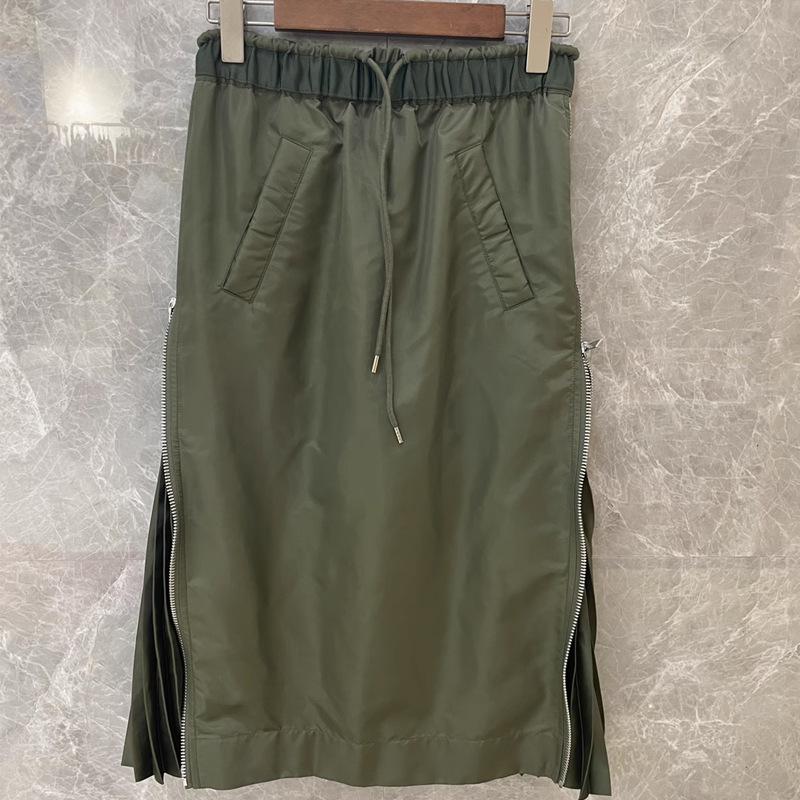 

Европейская летняя 2024 г. Узкая плиссированная юбка с двухсторонними молниями и кулиской на талии Small