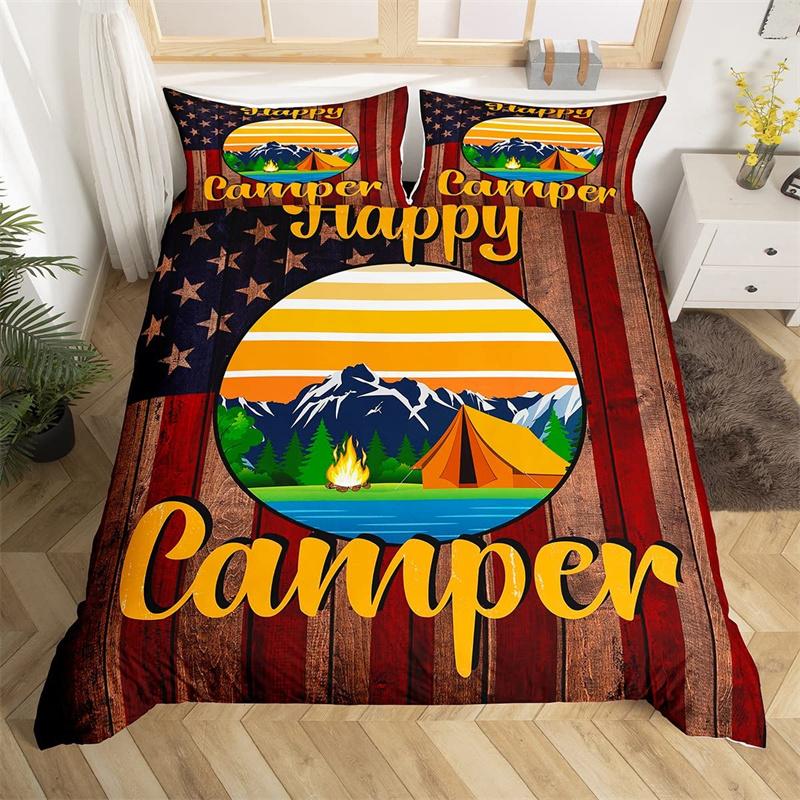 Camping Duvet Cover Galaxy Comforter Cover Microfiber Farmhouse Style Bedding Set King For Boys Girl Camper Lovers Birthday Gift