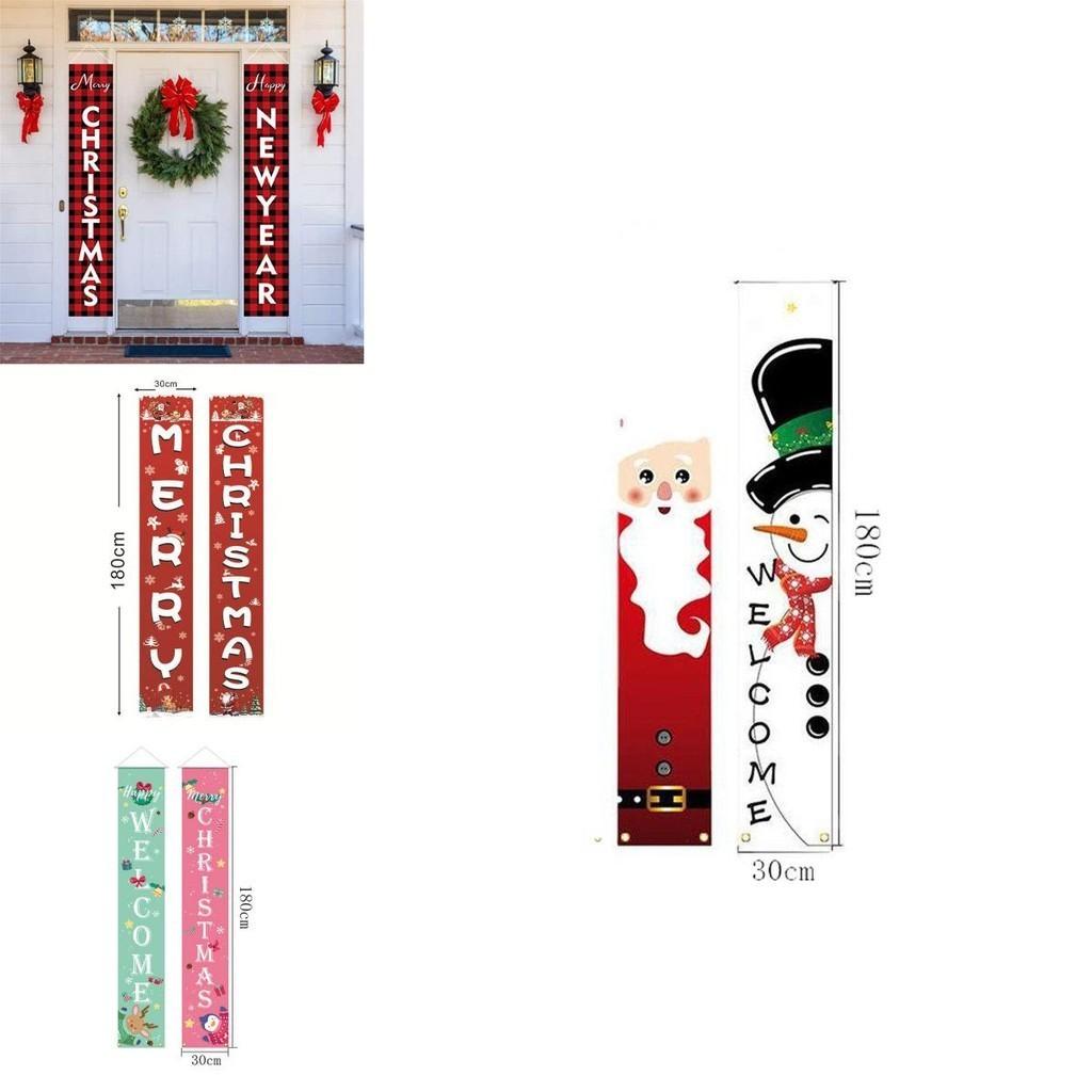 Festive Christmas Hanging Sign Banner Flag Xmas Party Outdoor Decoration
