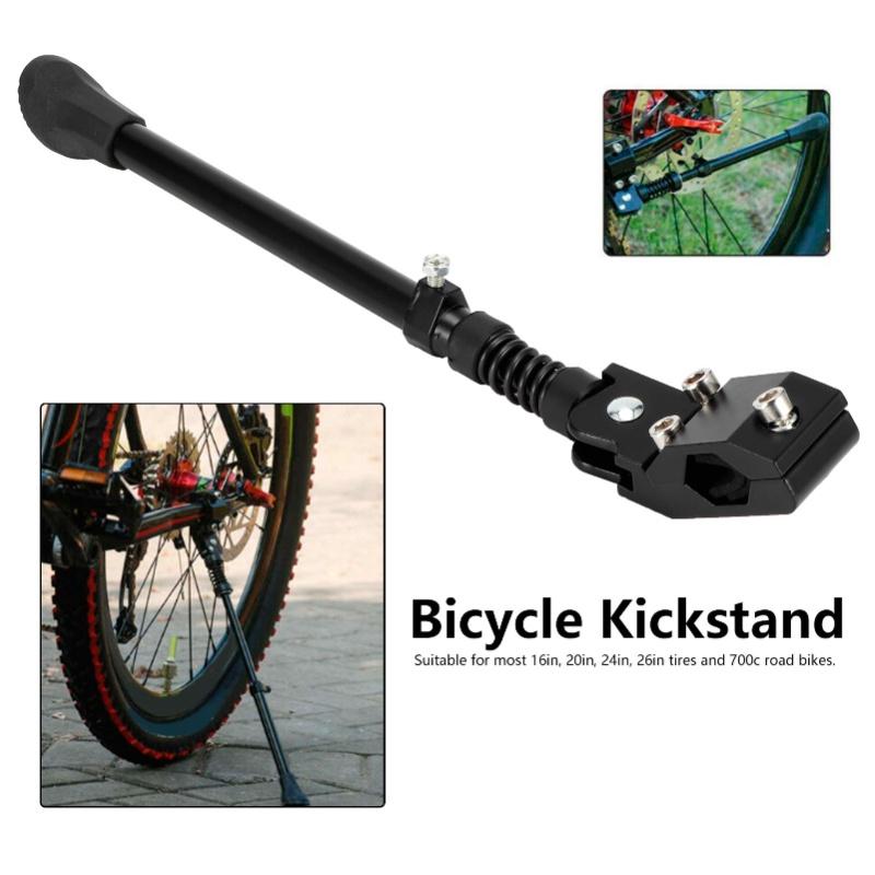Mountain Bike Adjustable Side Kickstand Bicycle Accessory For 16in 20in 24in 26in Tire DiameterBlack