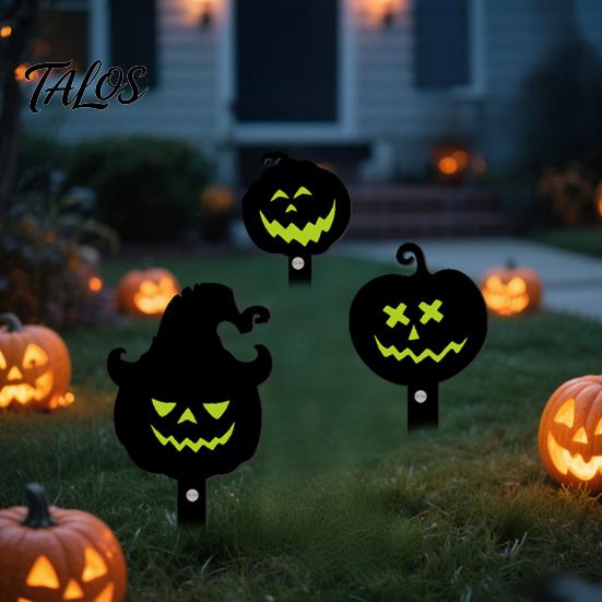 Fun Halloween Gifts for Gardeners 9Pcs Pumpkin Ghost Garden Stake, Lighted 2D Acrylic Yard Decor Glowing Holiday Accessories Lawn Path, Spooky Outdoor