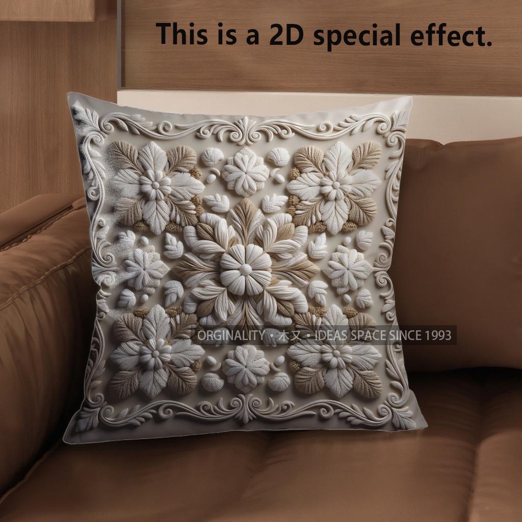 2D Exquisite Floral Patterned Decorative Cushion Covers Pattern Cushion Cover Suitable For Sofa Bedroom Car Pillow Cover
