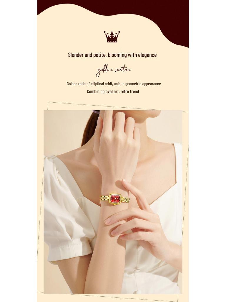 OLEVS Women's Exquisite Minimalist Square Dial Retro Quartz Bracelet Watch