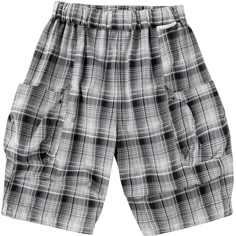 Balabala Boys Plaid Cargo Capri Pants 120