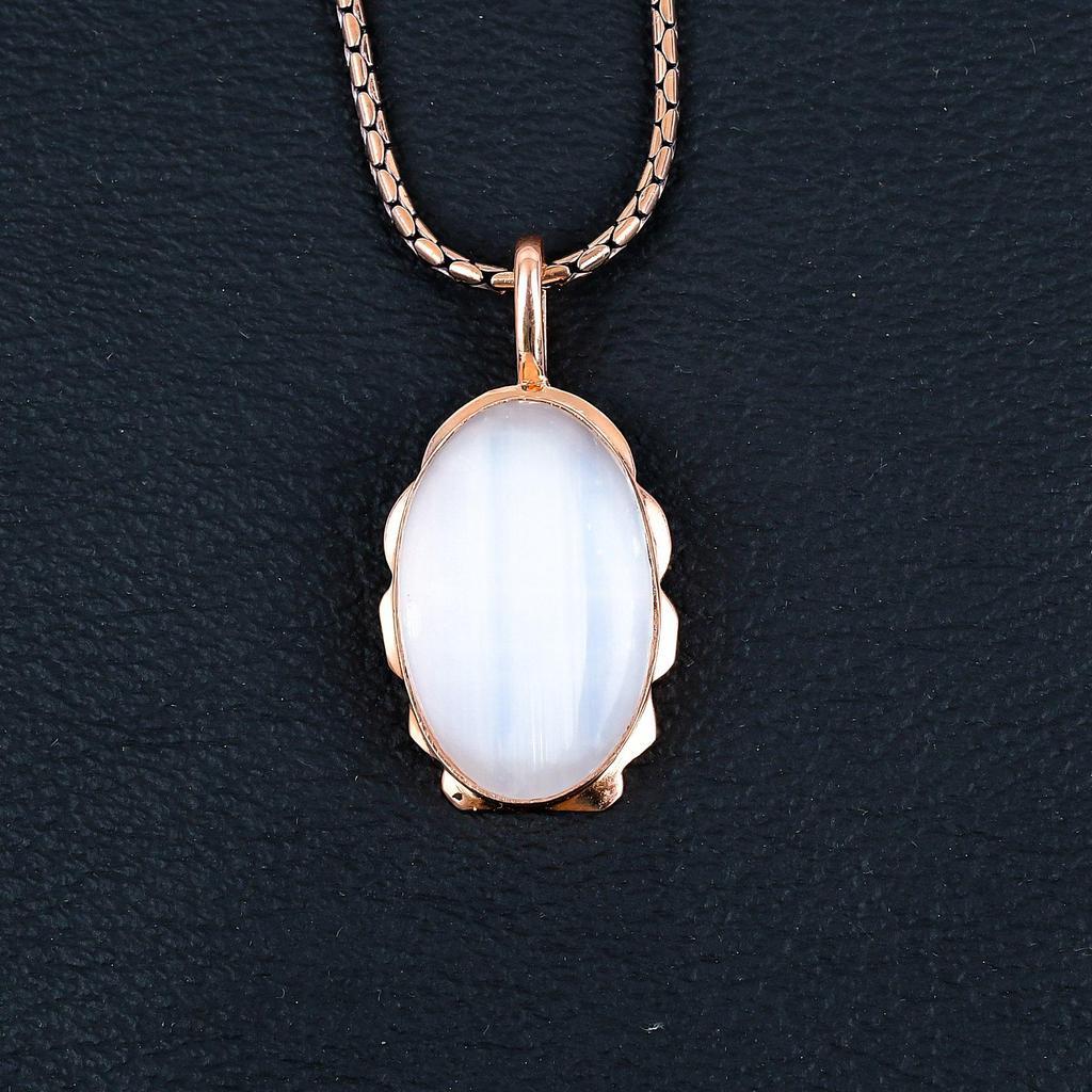 Rose Quartz Gemstone Handmade Dazzling Copper Jewelry Pendant For Women