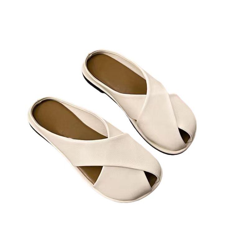 Women's 2025 Summer-Autumn Non-slip Low Heel Half Slippers: Versatile Beach Sandals