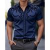 Men's Western Style Shirt Vintage Clothes Denim Cowboy 3d Print Country Shirt Men Women Fashion Short Sleeve Casual