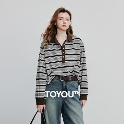 Chuyu Women's Autumn Striped Long-Sleeve T-Shirt