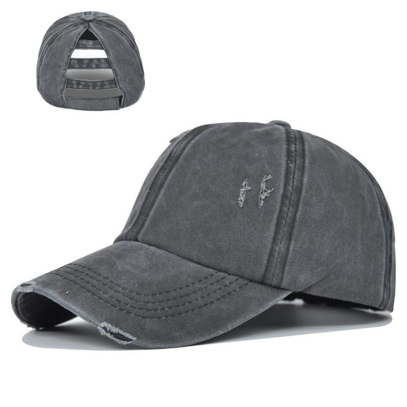 Cap Tongue Duck With Holes Ponytail Washed Baseball Cap Net Cap Cotton Material