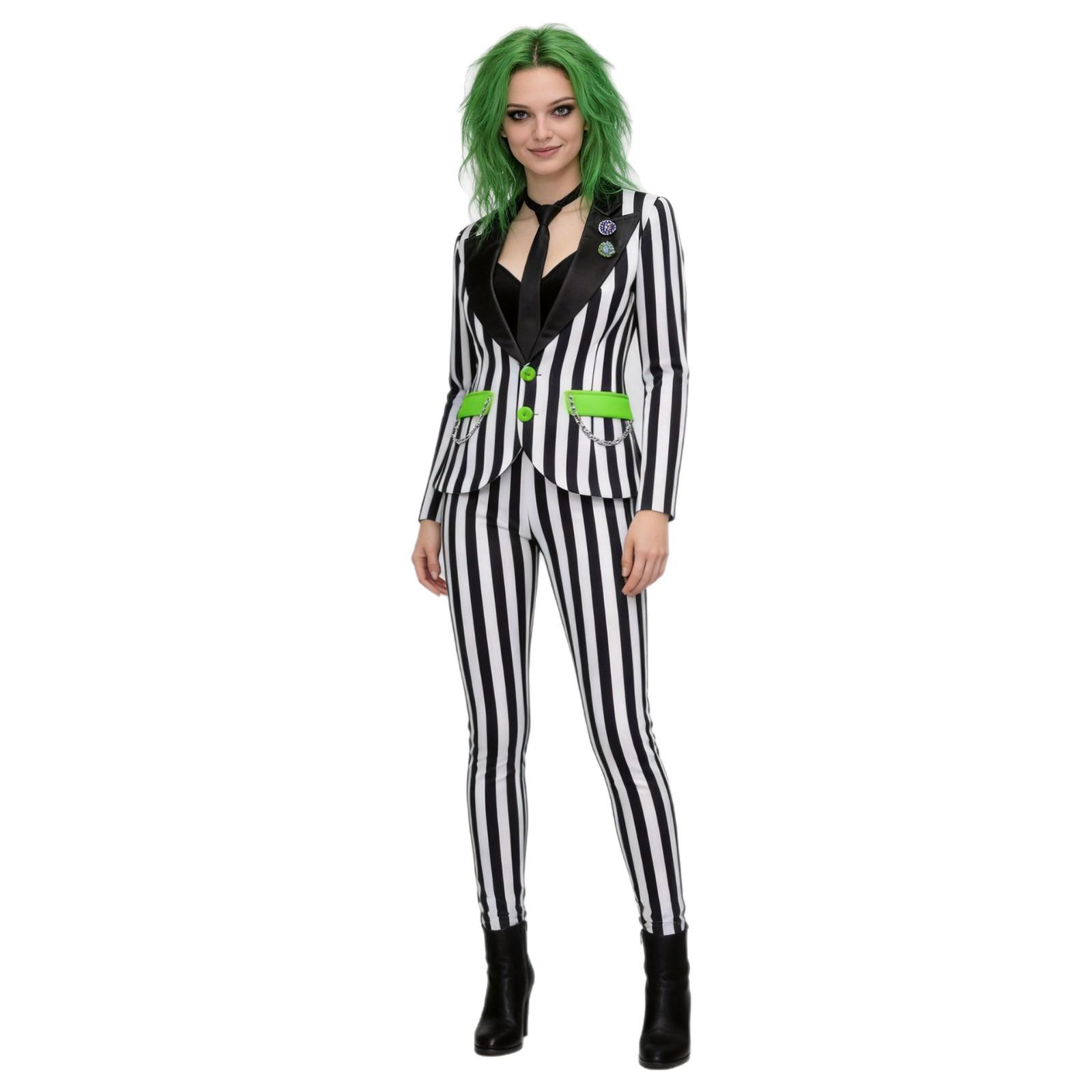 Beetlejuice sieviešu piegulošs kombinezons Hallowīna cosplays