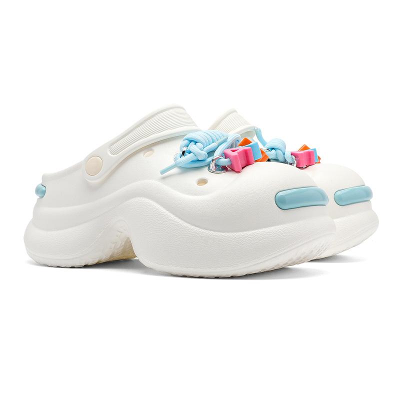 

3822 туфли с отверстиями-звездочками женские на толстой подошве увеличивают рост и открытая улыбка шлепанцы с большой головой нескользящие уродливые и универсальные крутые шлепанцы 39/40