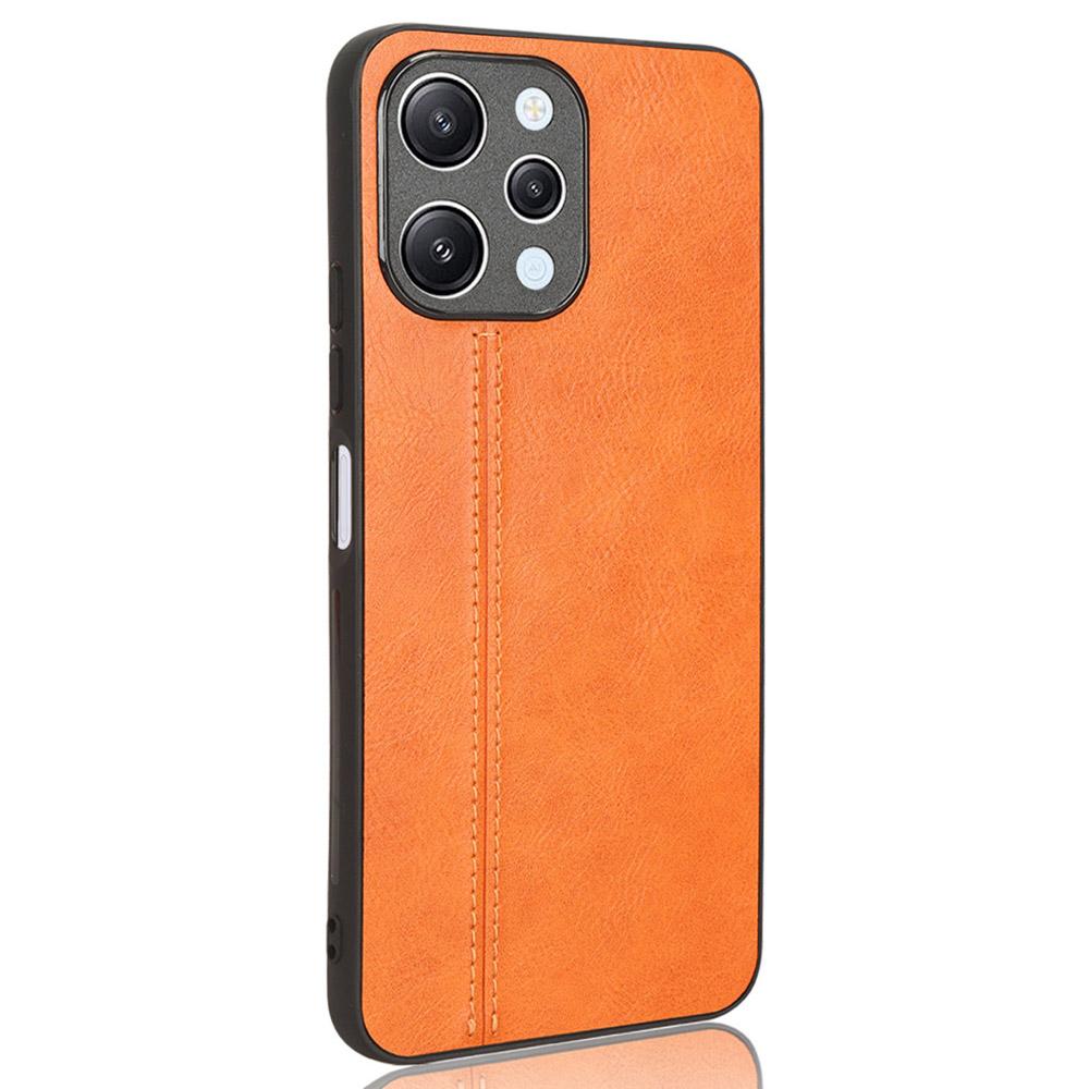 

Phone Cover for Xiaomi Redmi 12 4G,Stitching Line Drop Proof PU Leather Coated PC+TPU Back Case Orange
