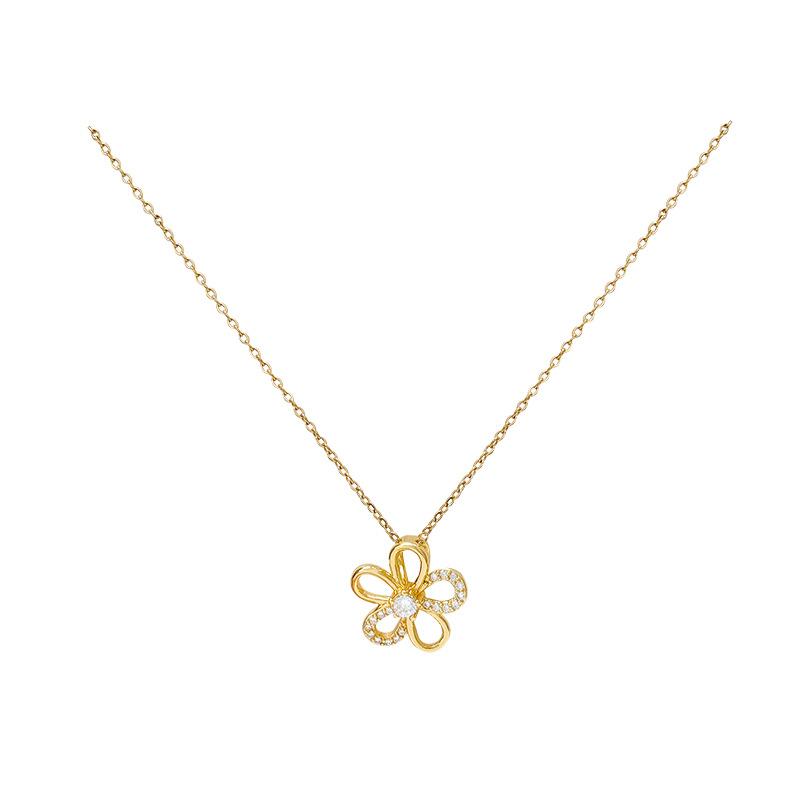 Micro-inlaid zircon flower necklace women's light luxury niche design collarbone chain simple temperament ear jewelry