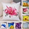Sunflower Rose Floral Cushion Cover Country Style Garden Flower Print Soft Fabric Living Room Sofa Home Decor Pillow Case