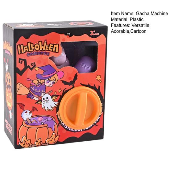 Halloween Mini Capsule Toy Machine with 6 Surprise Eggs Collectible Cartoon Figurines for Party Favors Interactive Gift for Kids Classroom Activities