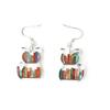 Cat Bookshelf Dangle Earrings, Animal Drop Piercing Jewelry Valentine's Day Gift