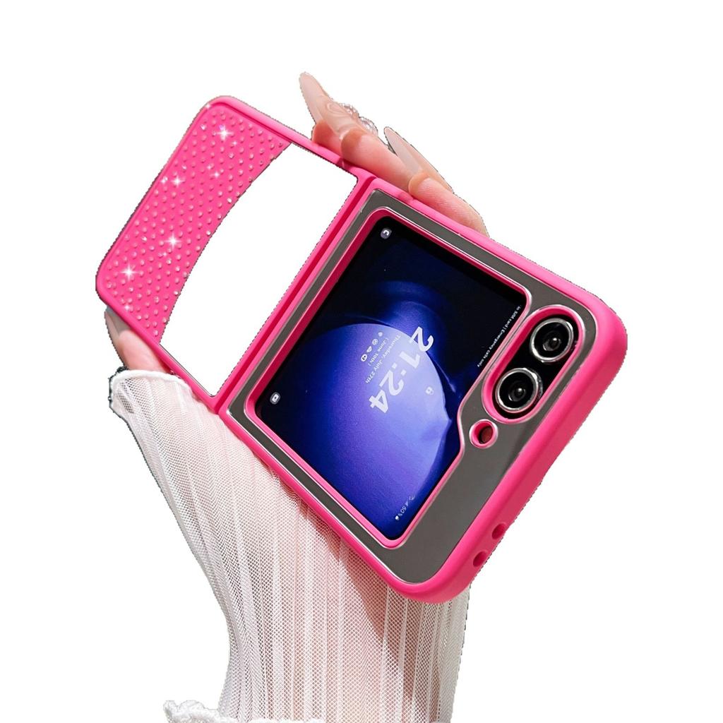 Samsung Folding Mirror Mobile Phone Case Suitable for Glaxy Zflilp6 Makeup Mirror Rhinestone Protective Case Zflip345