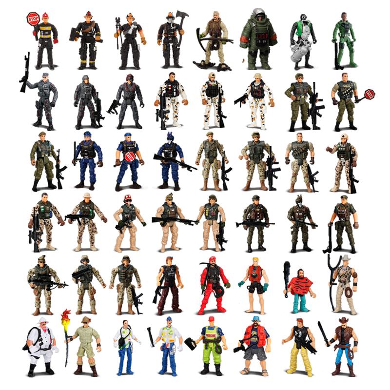 1:18 Army Men Soldier Police Fireman Explorer Hunter Action Figures Playset Military Terrorist SWAT Team Toys For Kid Boy Presents