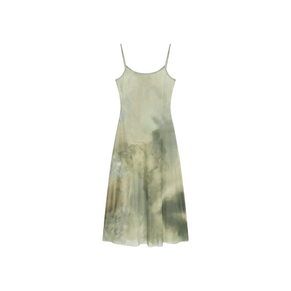 Retro tie-dye temperament suspender dress women's summer seaside vacation long dress temperament waist thin a word skirt
